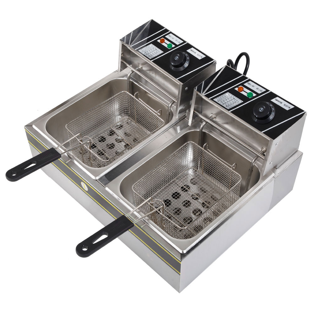 Electric Countertop Deep Fryer Dual Tank Commercial