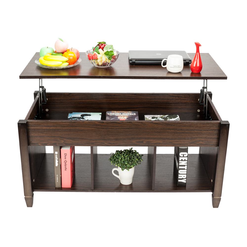 Lift Top Coffee Table W Hidden Compartment And Storage Shelves