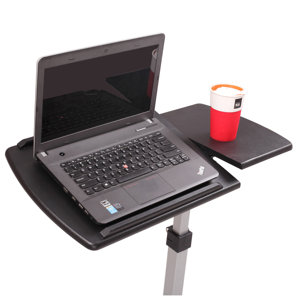 Laptop Rolling Desk Adjustable Tilt Stand Portable Caster Cart Bed Side