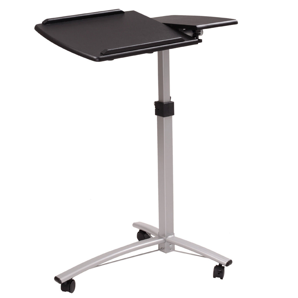 Laptop Rolling Desk Adjustable Tilt Stand Portable Caster Cart Bed Side Table eBay