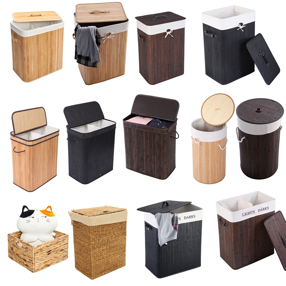 Modern Bamboo Hamper Storage Laundry Basket Durable Washing Cloth Bin